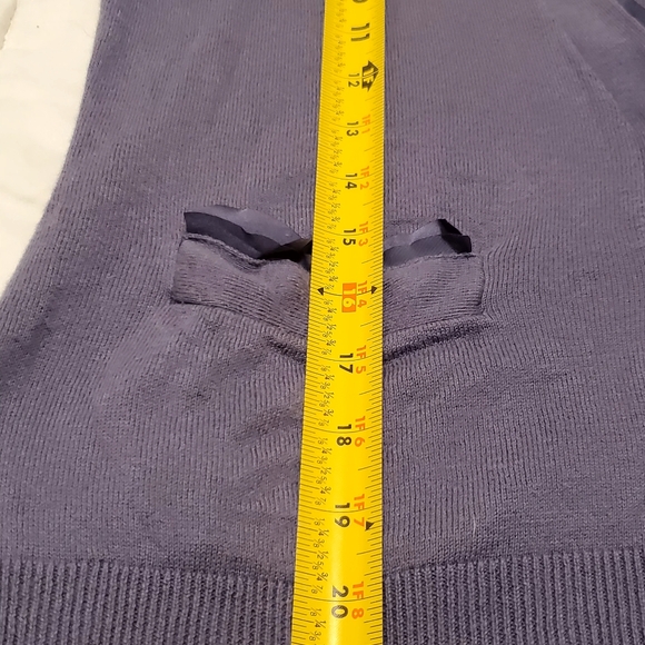 Daisy Fuentes Lavander Chiffon Trim V-neck Button Pocket Cardigan Sweater, PS - Picture 8 of 9